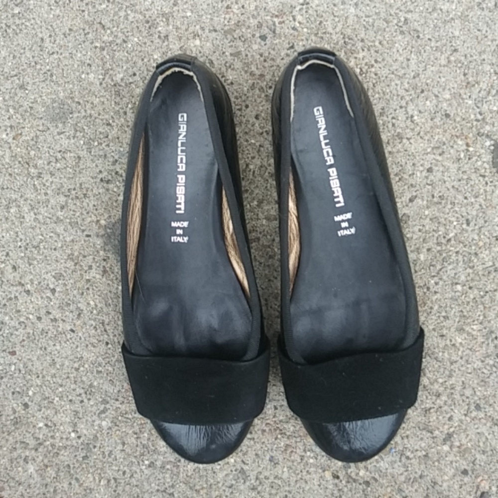 Black Leather + Suede Ballet Flats